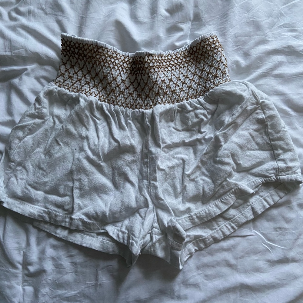 smocked white shorts